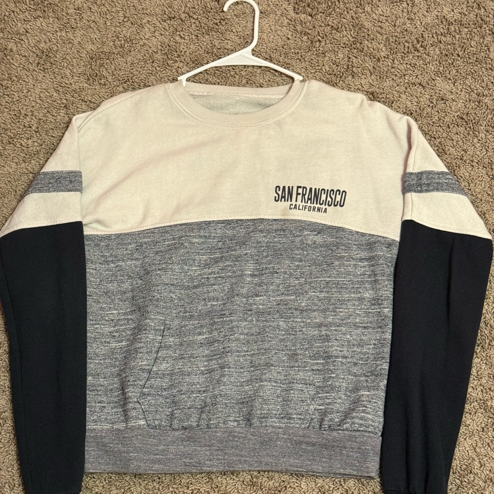 Pacific Sunwear Men's Crewneck Sweater - Cream, Gray, and Black